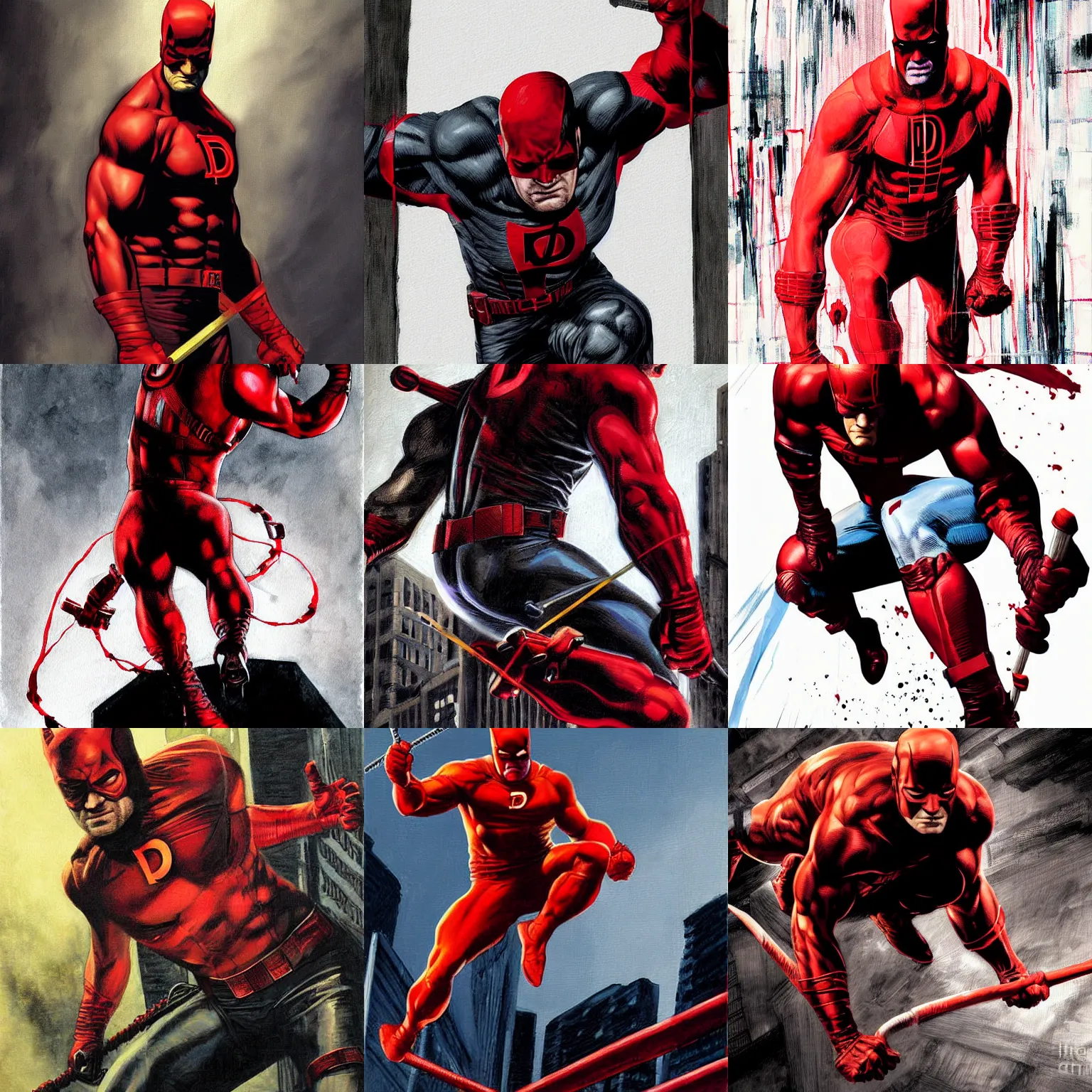 Prompt: daredevil painting by david finch 4 k