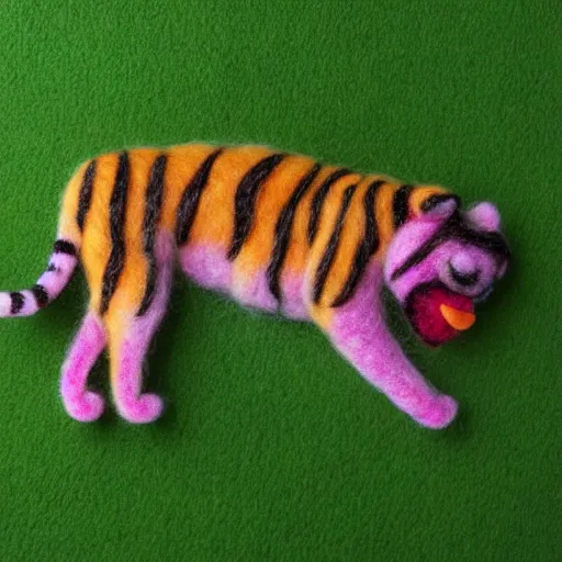 Image similar to Popsicle Tiger, needle felted Art Toy, realistic, high details, 8k