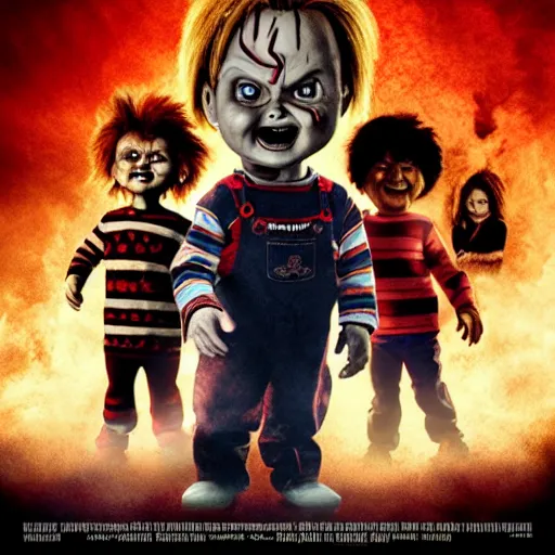 Prompt: Chucky versus Demons movie poster