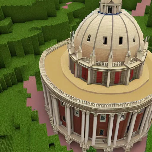 Prompt: radcliffe camera made in minecraft