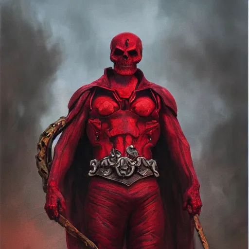 Prompt: Red Skull, elden ring boss, matte painting, detailed, elden ring, oil on canvas