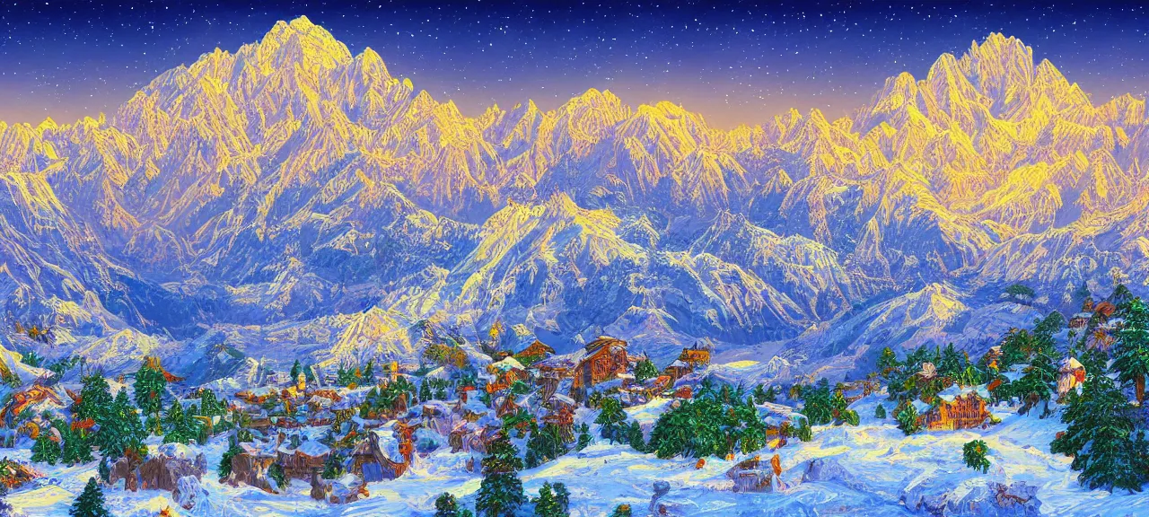 Prompt: background bright snowy huge Mountain alps Himalayas In the art style of Victor Nizovtsev and H. R. Giger