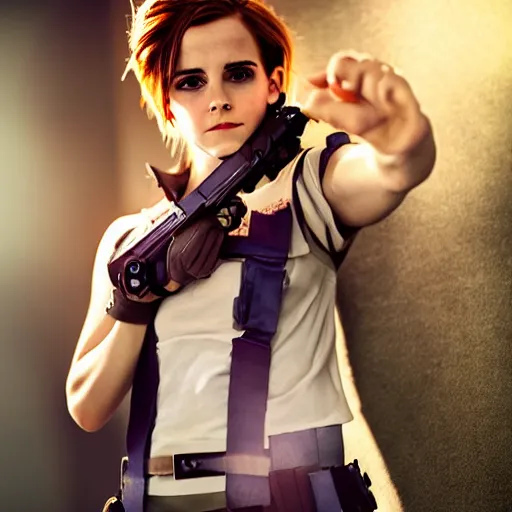 Image similar to emma watson cosplay as tracer, full body portrait by ansell, mary jane.