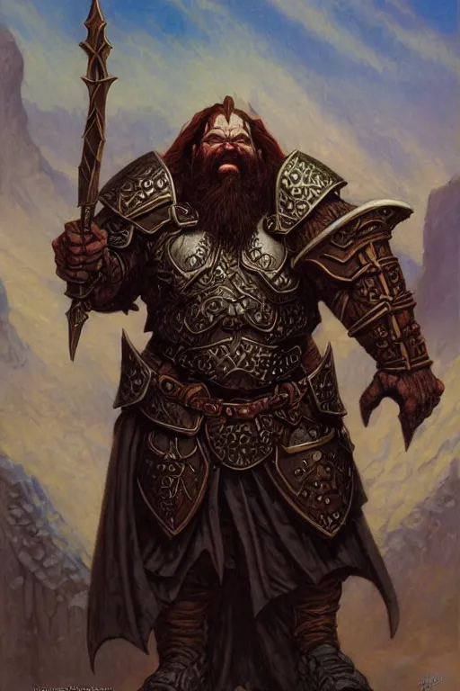 Prompt: a dwarven paladin, grimdark fantasy by Gerald Brom