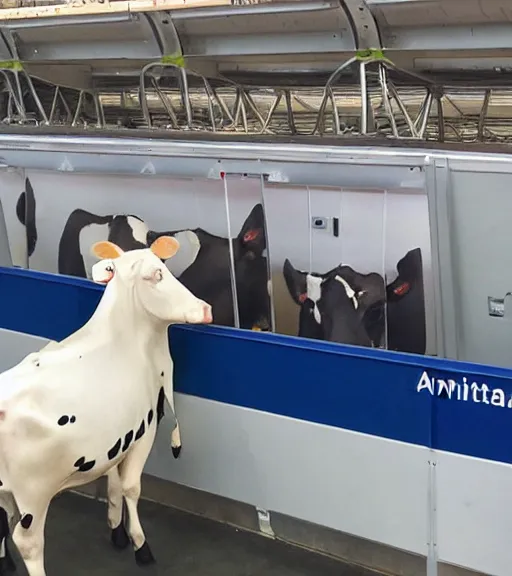 intelligent dairy humanoid cows boarding an airliner Stable Diffusion OpenArt