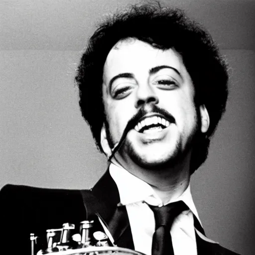 Image similar to billy joel portrait from the 7 0's, black and white