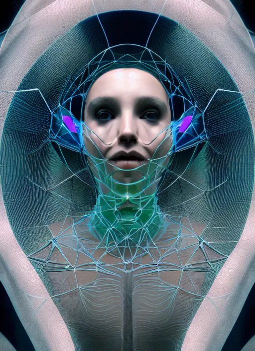 Prompt: highly detailed surreal vfx avante garde portrait of a futuristic 3 d non - euclidean hyperdimensional communications network, hyperrealistic, octane render, chiaroscuro, inspired by james jean, android jones, carne griffiths, gerard brom, denis villeneuve, johannen voss, alphonse mucha, frostbite 3 engine