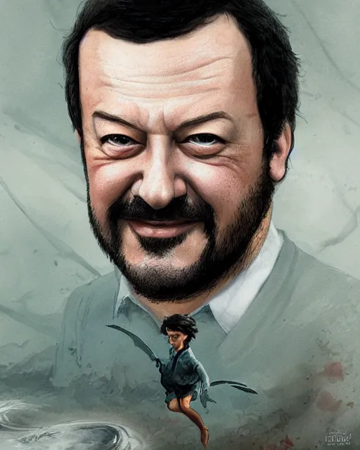 Prompt: matteo salvini as a fairy, hyper realistic face, beautiful eyes, fantasy art, in the style of greg rutkowski, intricate, hyper detailed, smooth