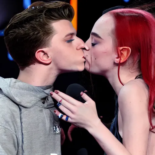 Prompt: billie eilish kissing tom holland 4k