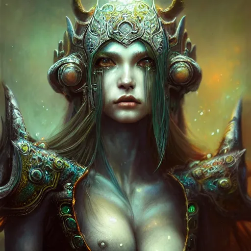 Image similar to a highly detailed photo of chthonic warcraft female character by Ayami Kojima, Beksinski, Giger,intricate, digital painting, artstation, intricate, concept art, smooth, sharp focus, illustration