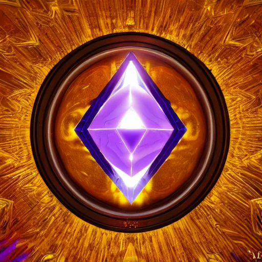 Image similar to purple powerful magic mana symbol, crystal structure, epic legends game icon, stylized digital illustration, radiating, a glowing aura, global illumination, ray tracing, hdr, unreal engine, octane render, trending on arstation, by ian pesty and katarzyna bek - chmiel