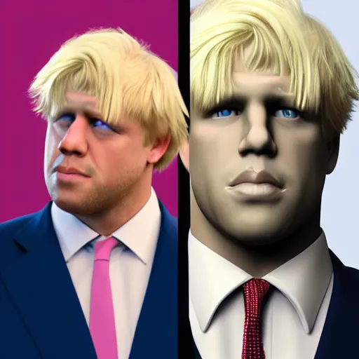 Prompt: muscular chad gigachad boris johnson with thick blonde hair, boris johnson as a chad with thick blonde hair, strong jawline, good posture, and wearing a suit, realistic, hyperrealistic, 8 k resolution, highly detailed, very detailed, hd quality, intricate details, trending on artstation