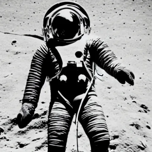 Prompt: detailed photo of an astronaut wearing an early diving suit, holding an electric guitar/electric guitar on the moon. old diving suit pictures. old diving suit. early diving suit. old diving suit photos. detailed