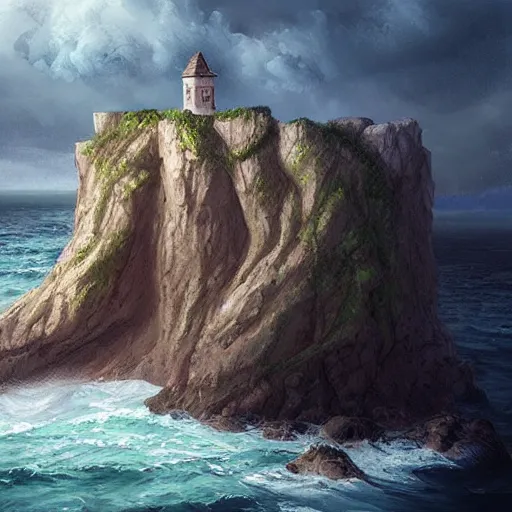 Image similar to cliffside cave overlooking a stormy ocean, highly detailed, by charlie bowater