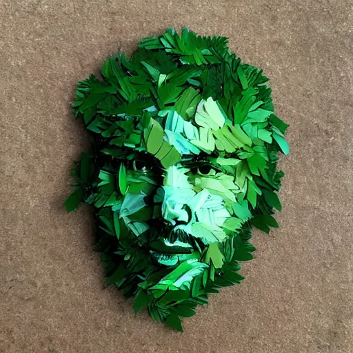 Prompt: keanu reeves made of leaves