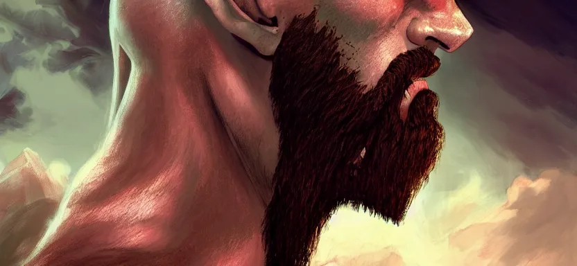 Prompt: a portrait of kratos from god of war, digital painting masterpiece, by ilya kuvshinov, by frank frazetta, by mœbius, by reiq, by hayao miyazaki, intricate detail, beautiful brush strokes, advanced lighting technology, 4 k wallpaper, interesting character design, stylized yet realistic anatomy and faces, inspired by kill bill animated scene