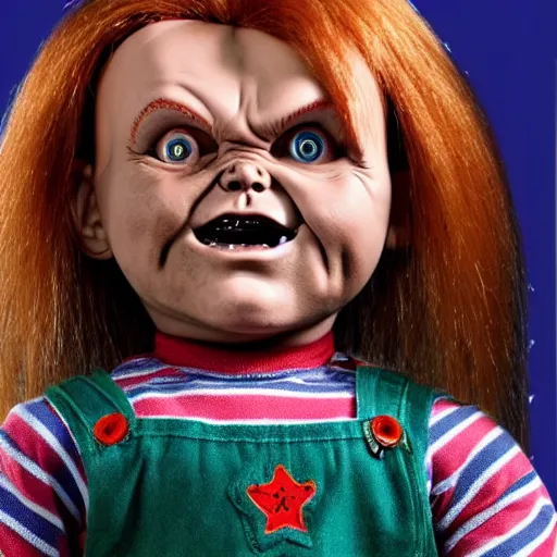 Image similar to chucky the killer doll standing in the room