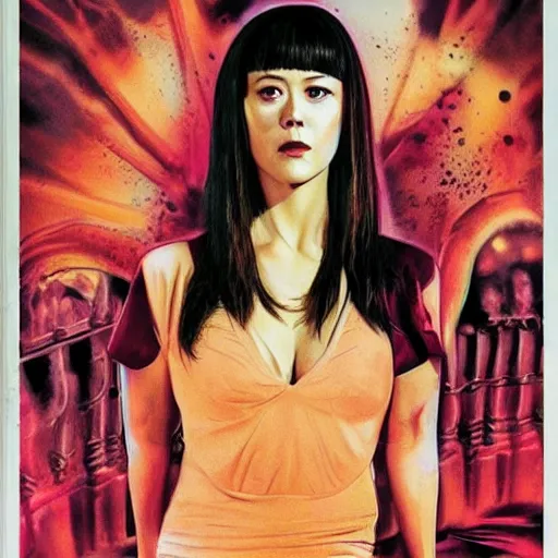 Prompt: mary elizabeth winstead, italian horror, giallo movie poster!!, sharp focus, smooth, psychedelic