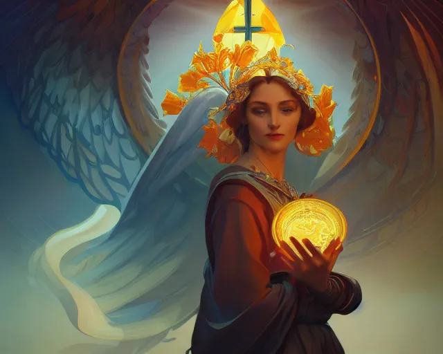 Prompt: the holy spirit, photography of kurzgesagt, deep focus, d & d, fantasy, intricate, elegant, highly detailed, digital painting, artstation, concept art, matte, sharp focus, illustration, hearthstone, art by artgerm and greg rutkowski and alphonse mucha