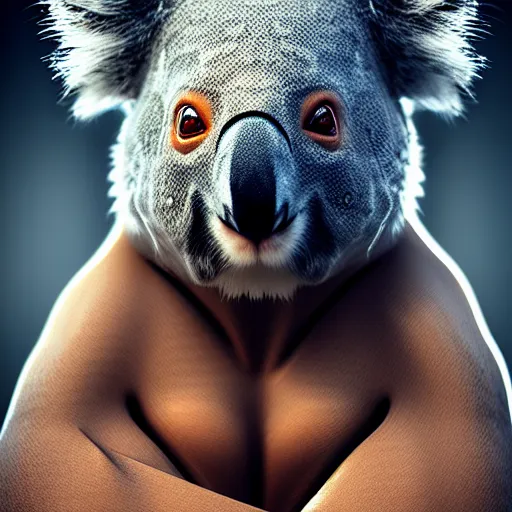 Prompt: ninja koala, award winning creature portrait photography, extremely detailed, artstation, 8 k, sensual lighting, incredible art, wlop, artgerm