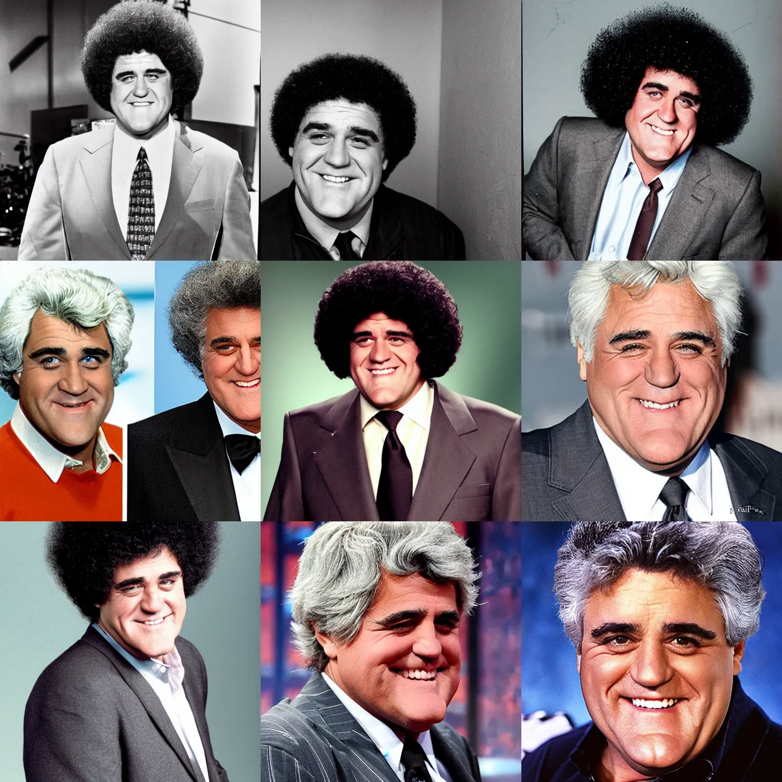 Prompt: jay leno with an afro hair