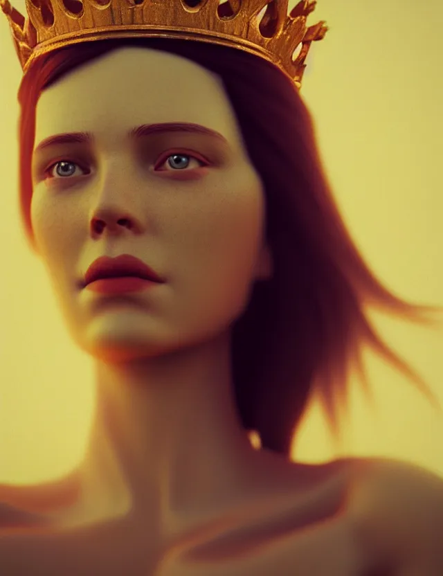 Prompt: blurred background. close-up portrait of a goddess in crown, by Artem Chebokha by Anka Zhuravleva and Alena Aenami, Atey Ghailan, octane render, unreal engine, cinematic counter light, high detail, octane render, 4k