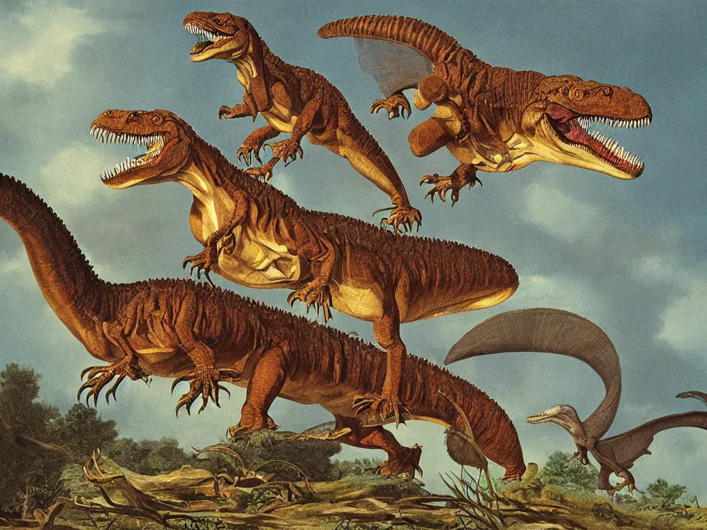 Prompt: tyrannosaurus rex biological painting by john audubon