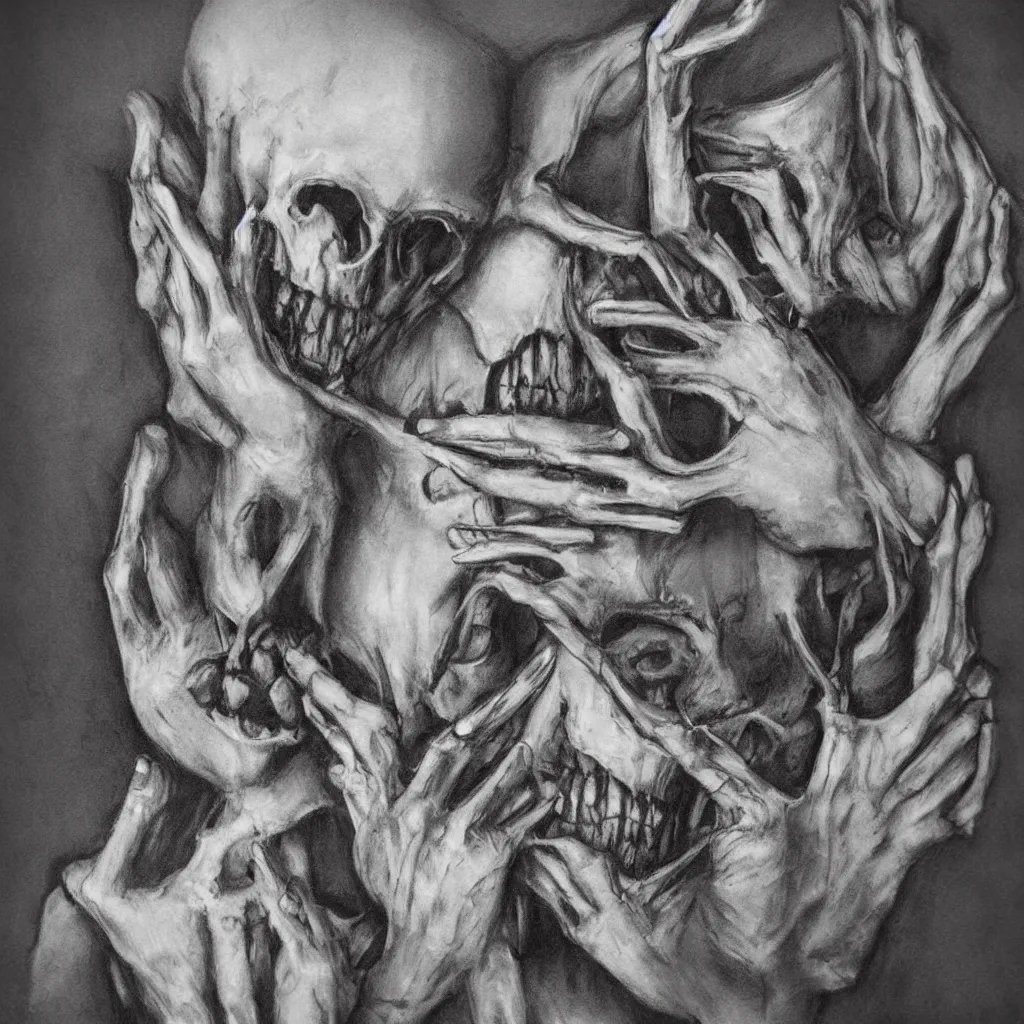 Image similar to charcoal macabre art