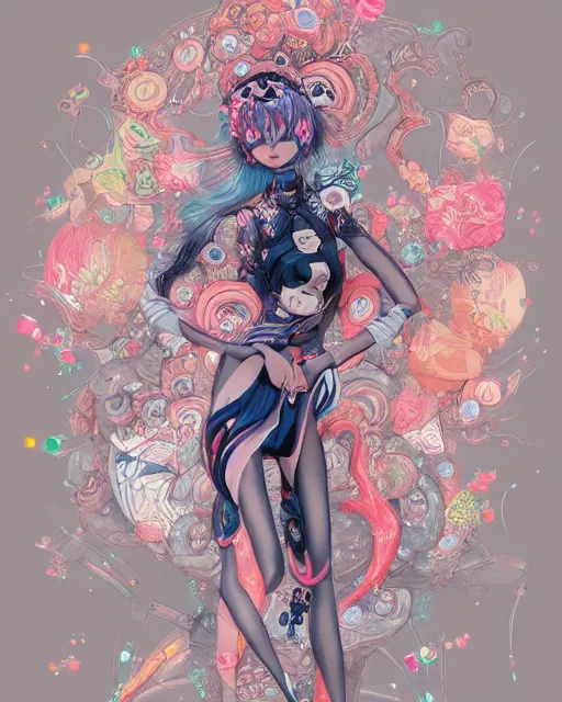 Prompt: james jean isolated deepdream vinyl figure harajuku anime character design, figure photography, dynamic pose, holographic undertones, glitter accents on figure, anime stylized, accurate fictional proportions, high delicate defined details, ethereal lighting