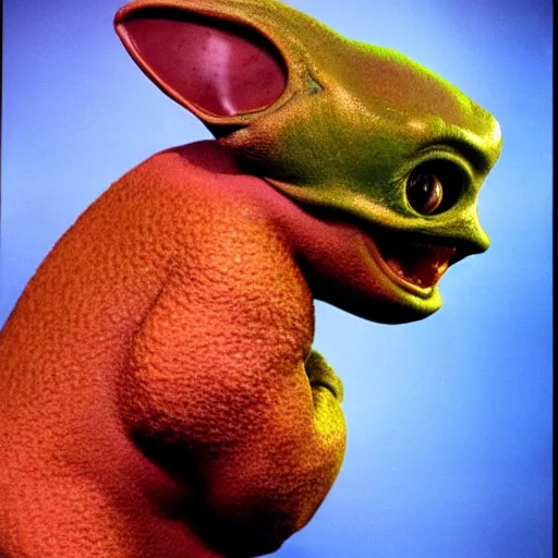 Prompt: mysterious alien creature ( 1 9 8 8 ), mac, mac and me, bold natural colors, national geographic photography, masterpiece, full shot