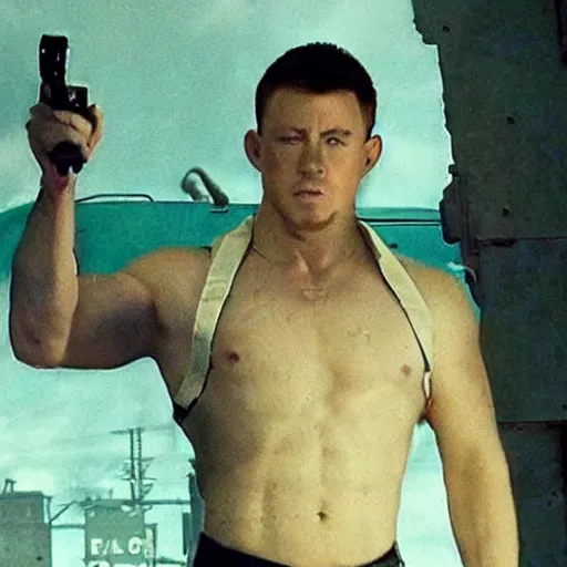 Prompt: channing tatum cameos in fallout