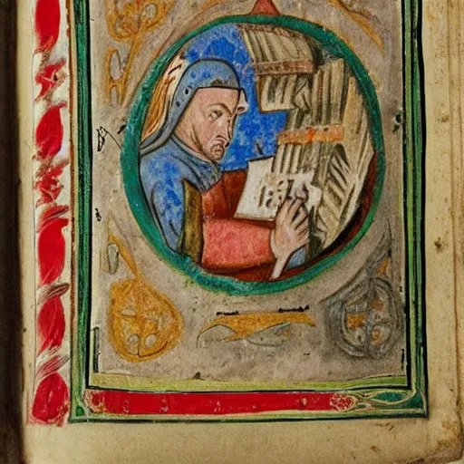 Prompt: medieval manuscript from the future