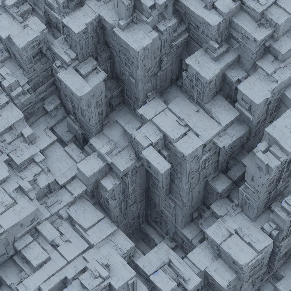 Image similar to impossible 3 d fractal building, octane render