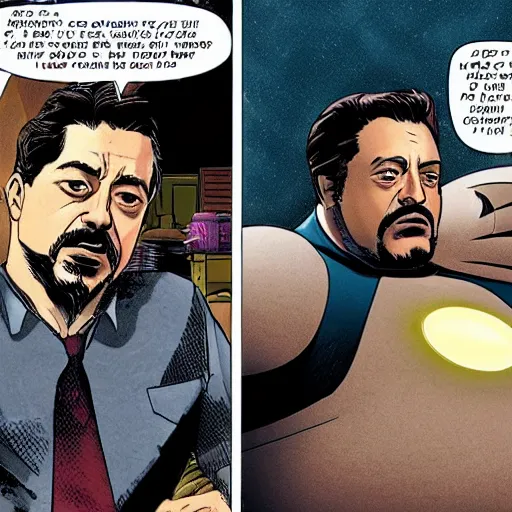 Prompt: fat tony stark to tired to become iron man