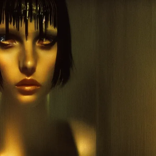 Image similar to portrait of a stunningly beautiful futuristic female pris from blade runner, depth of field, zeiss lens, detailed, symmetrical, centered, fashion photoshoot, by Annie Leibovitz and Steve McCurry, David Lazar, Jimmy Nelsson, Breathtaking, 8k resolution, extremely detailed, beautiful, establishing shot, artistic, hyperrealistic, beautiful face, octane render