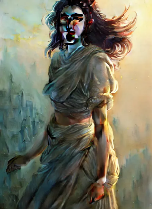 Image similar to Highly detailed portrait of Dua lipa, Stephen Bliss, unreal engine, fantasy art by Greg Rutkowski, Loish, Rhads, ferdinand knab, Makoto Shinkai and Lois van baarle, ilya kuvshinov, rossdraws, Tom Bagshaw, alphonse mucha, global illumination, radiant light, detailed and intricate environment