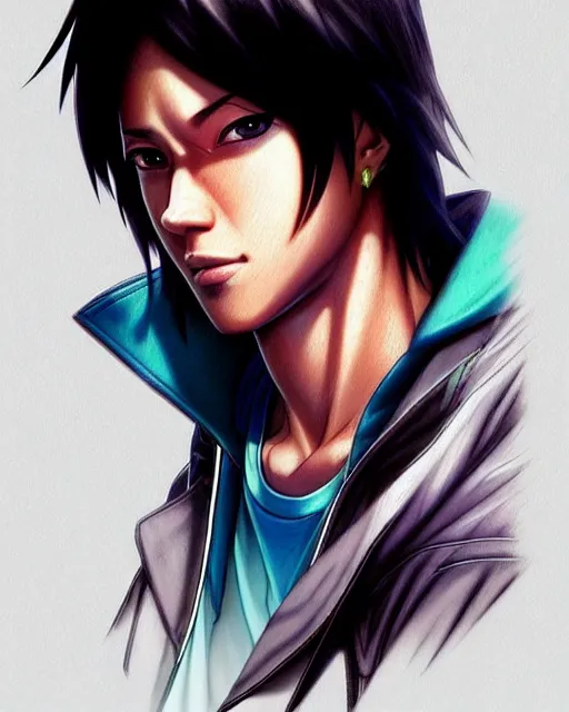 Image similar to well drawn animation portrait Anime skateboarder Stallone Sharp fine face, realistic shaded Perfect face, fine details. Anime. cyberpunk realistic shaded lighting by katsuhiro otomo ghost-in-the-shell, magali villeneuve, artgerm, rutkowski Jeremy Lipkin and Giuseppe Dangelico Pino and Michael Garmash and Rob Rey
