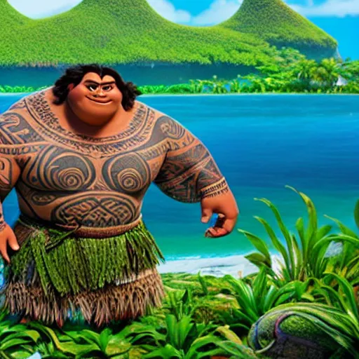 Prompt: moana's green nature giant as a man, pixar, 8k