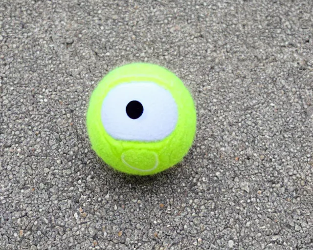 Prompt: tennis ball with a face