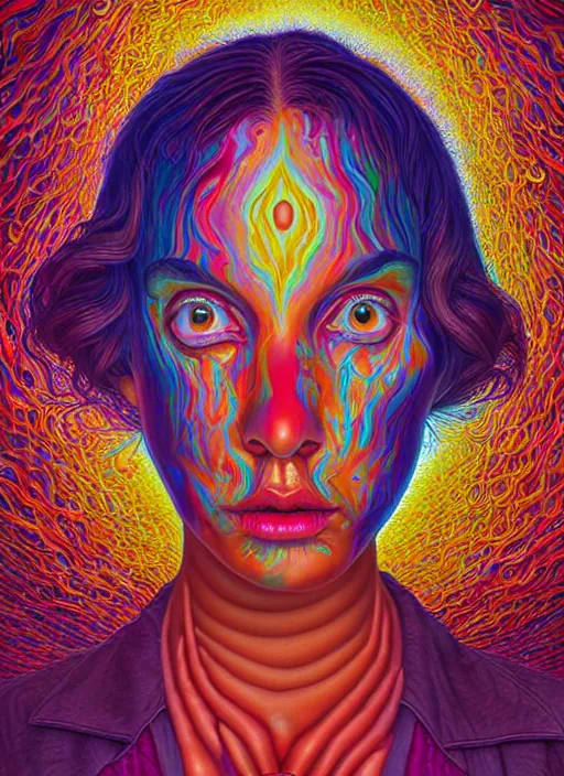 Prompt: portrait ultra dimensional woman, accidentally tripping on dmt and acid, psychedelic experience, overwhelming psychosis of self realization and burning awakening, ultra high definition, unreal engine 5, hyperrealism, masterpiece composition, by casey weldon, barclay shaw