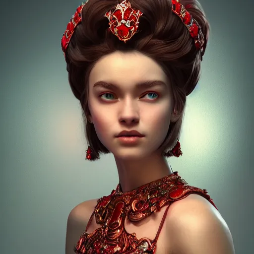 Image similar to portrait of wonderful princess of ruby with fair skin, ornate 8 k gorgeous intricate detailed, accent lighting, dramatic light, octane render