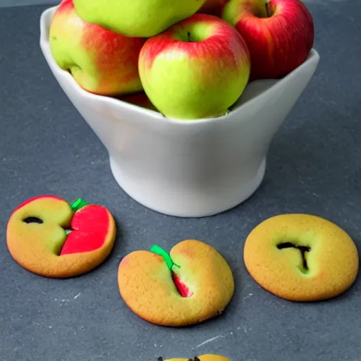 Prompt: apple fruits completely made out of cookies