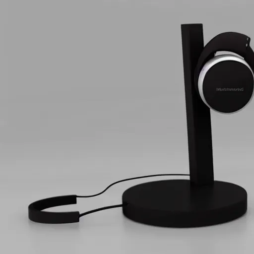 Image similar to headphone stand, futuristic, techno, cyberpunk, product design, render, concept