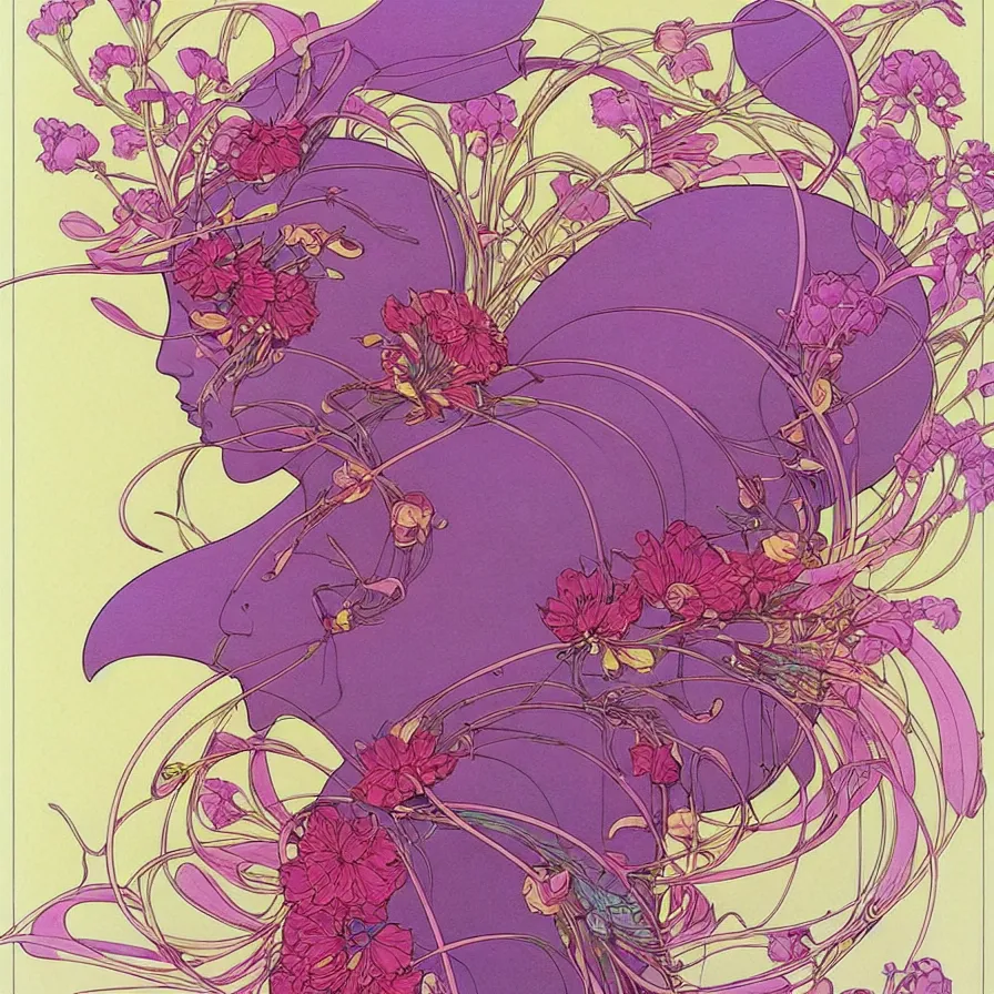 Image similar to ( ( ( ( beautiful flowers with decorative frame design ) ) ) ) by mœbius!!!!!!!!!!!!!!!!!!!!!!!!!!!, overdetailed art, colorful, artistic cd jacket design