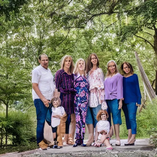 Image similar to middle aged female influencer family photo outdoors