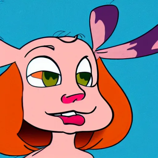 Image similar to christina hendricks drawn in ren and stimpy art style