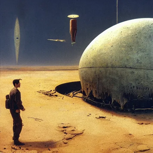 Image similar to fbi agent in front of a crashed ufo, beksinski, wayne barlowe, very coherent symmetrical artwork, cinematic, hyper realism, high detail, octane render, 8 k