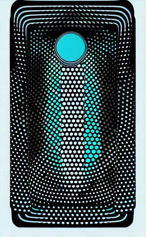 Image similar to trippy spaceship interior alien wall panel from the movie tron, psychedelic dot sculpture, wide angle shot, white background, vector art, illustration by jack kirby