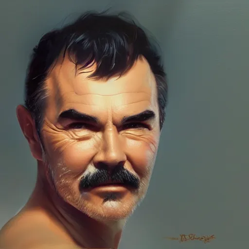 Image similar to a beautiful portrait of burt reynolds, oil painting, Greg Rutkowski, Charlie Bowater, Yuumei, Yanjun Cheng, unreal 5, DAZ, hyperrealistic, octane render, RPG portrait, dynamic lighting, fantasy art, beautiful face