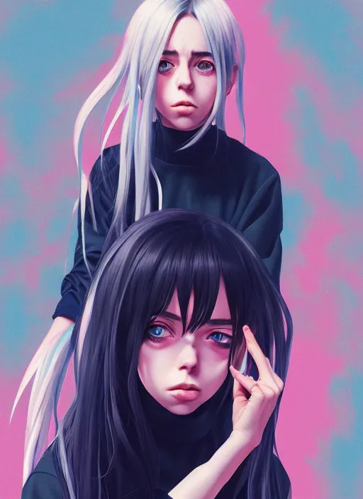 Prompt: a potrait of billie eilish as an anime, fine, realistic, shaded, lighting, ilya, kuvshinov, katsuhiro, artgerm, jeremy, lipkin, michael, garmash detailed digital art, radiant, light, detailed, intricate, environment